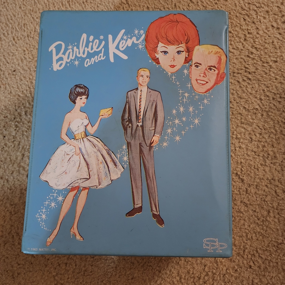 Vintage 1963 Mattel Barbie and Ken Blue Double Doll Carrying Case Box